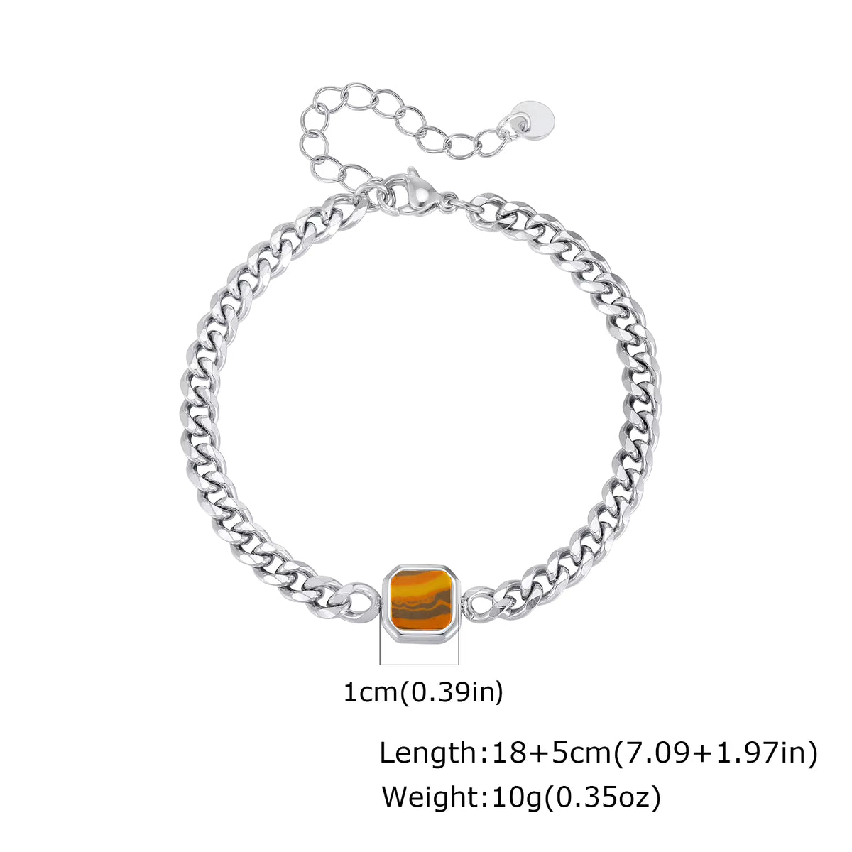 Trendy Stainless Steel Cuban Chain Bracelet for Men, Fashion Square Charm Waterproof Bracelet, Punk Classic Jewelry Gift