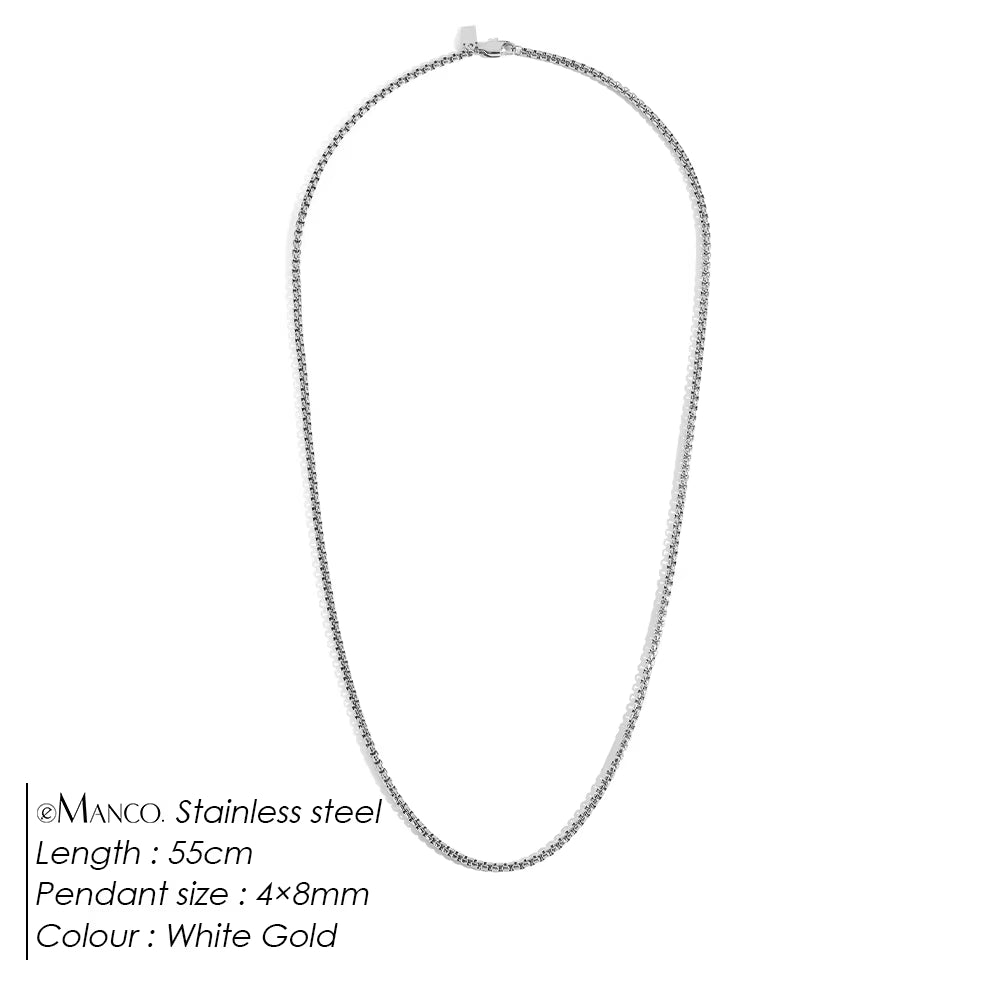 EMANCO Stainless Steel Necklace Minimalist Style Box Chain Element Daily Commute Gender-Neutral Versatile Fashion Men'S Jewelry
