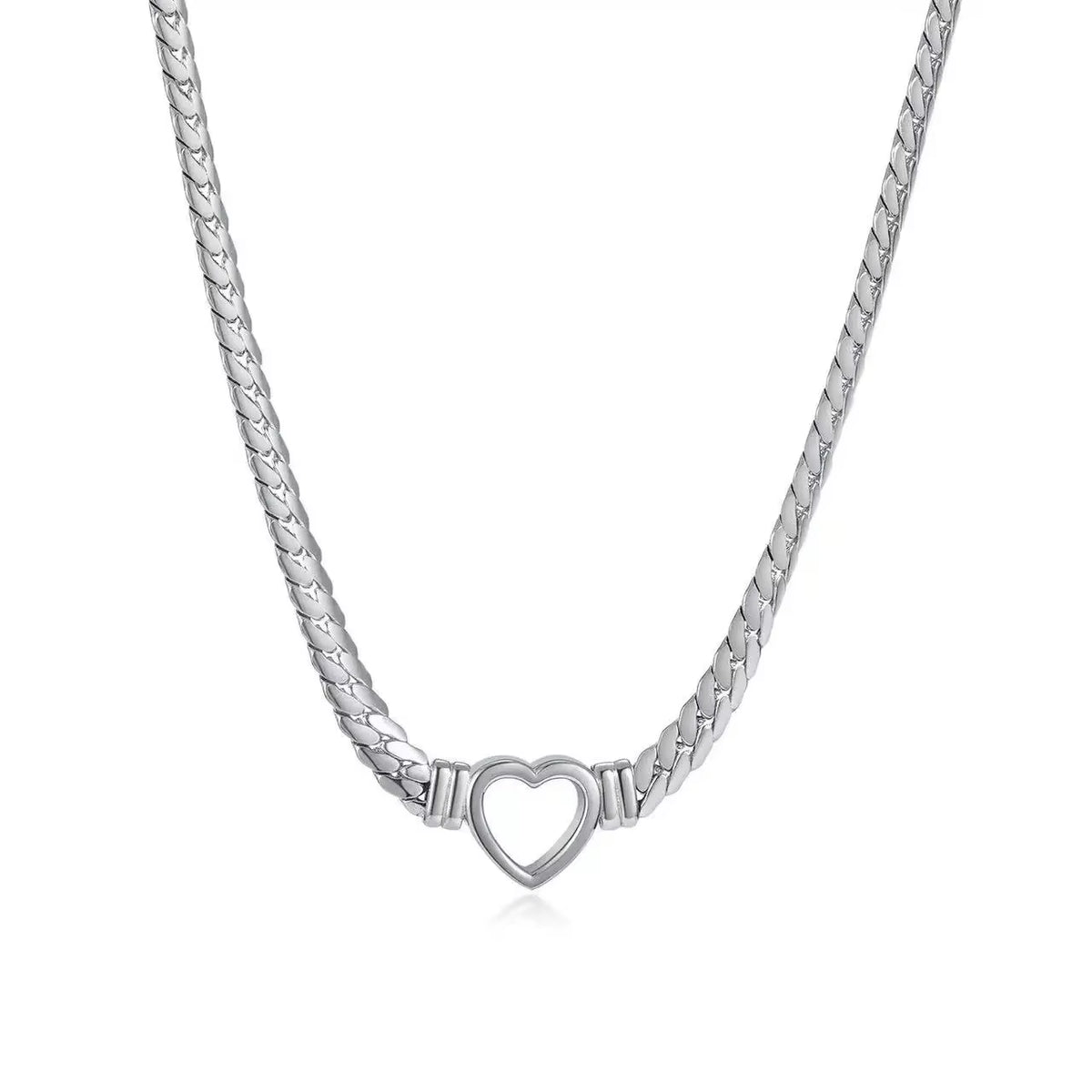 1 Piece Fashion Gold-Plated Waterproof Stainless Steel Jewelry Luxury Heart Shaped Chain Necklace Birthday Gift for Friends Mom