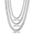 3/5/7Mm Stainless Steel Cuban Link Chain Classic Punk Personality Jewelry Simple Fashion Hip-Hop Couple Necklace for Men Women