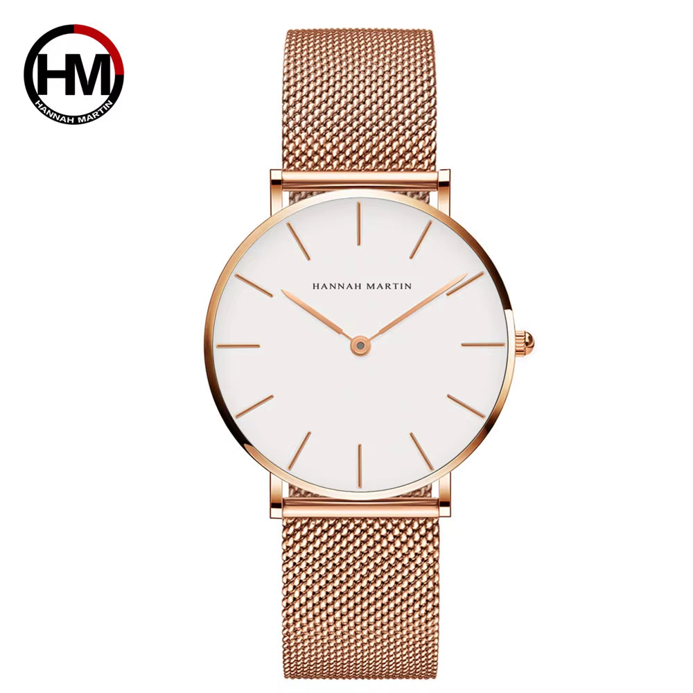Top Brand Luxury Watches Women Stainless Steel Mesh Belt Watch Japan Quartz Movement Clock Ladies Wrist Watch