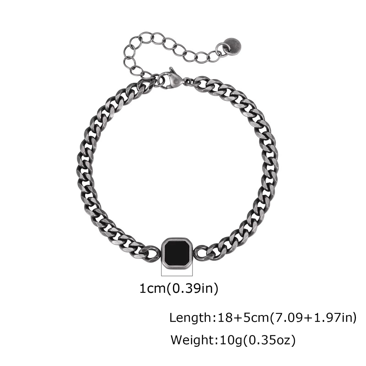 Trendy Stainless Steel Cuban Chain Bracelet for Men, Fashion Square Charm Waterproof Bracelet, Punk Classic Jewelry Gift