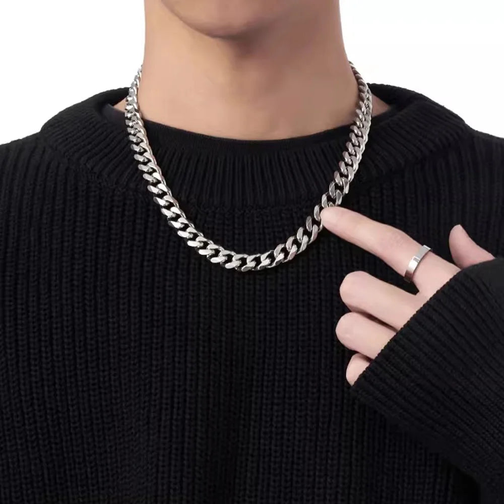 3/5/7Mm Stainless Steel Cuban Link Chain Classic Punk Personality Jewelry Simple Fashion Hip-Hop Couple Necklace for Men Women