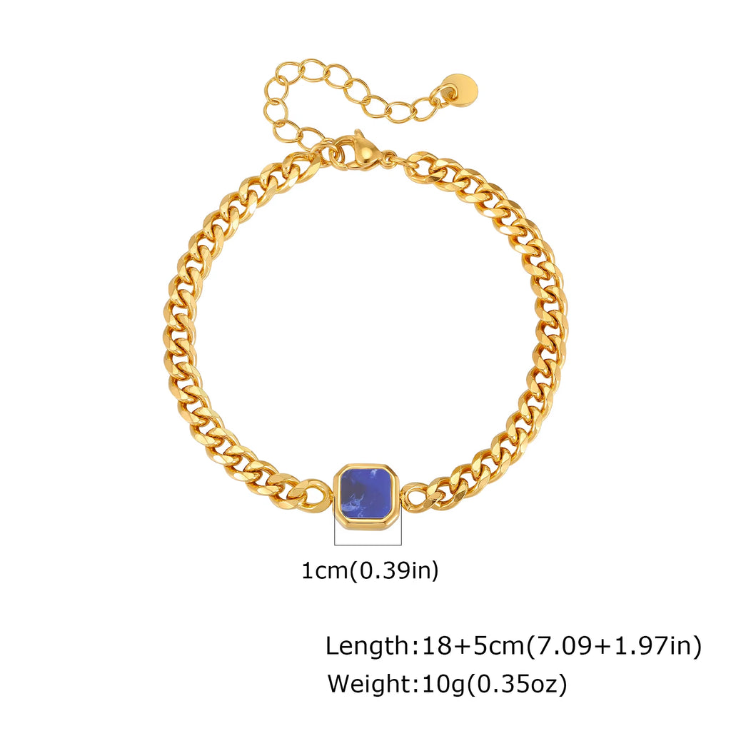 Trendy Stainless Steel Cuban Chain Bracelet for Men, Fashion Square Charm Waterproof Bracelet, Punk Classic Jewelry Gift