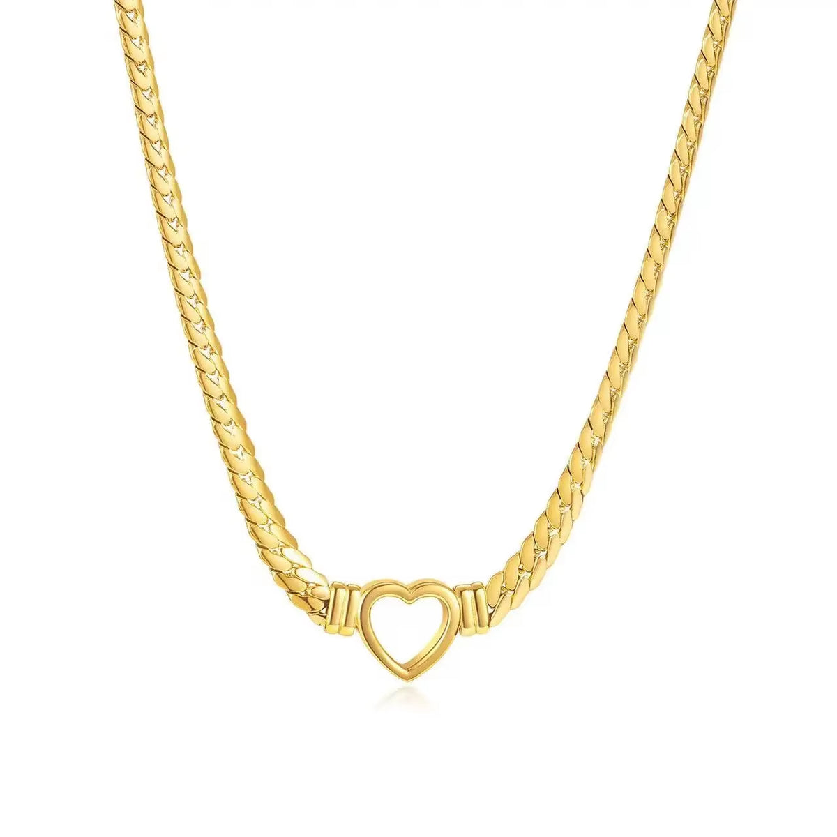 1 Piece Fashion Gold-Plated Waterproof Stainless Steel Jewelry Luxury Heart Shaped Chain Necklace Birthday Gift for Friends Mom