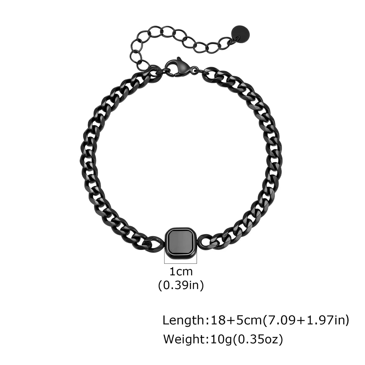 Trendy Stainless Steel Cuban Chain Bracelet for Men, Fashion Square Charm Waterproof Bracelet, Punk Classic Jewelry Gift
