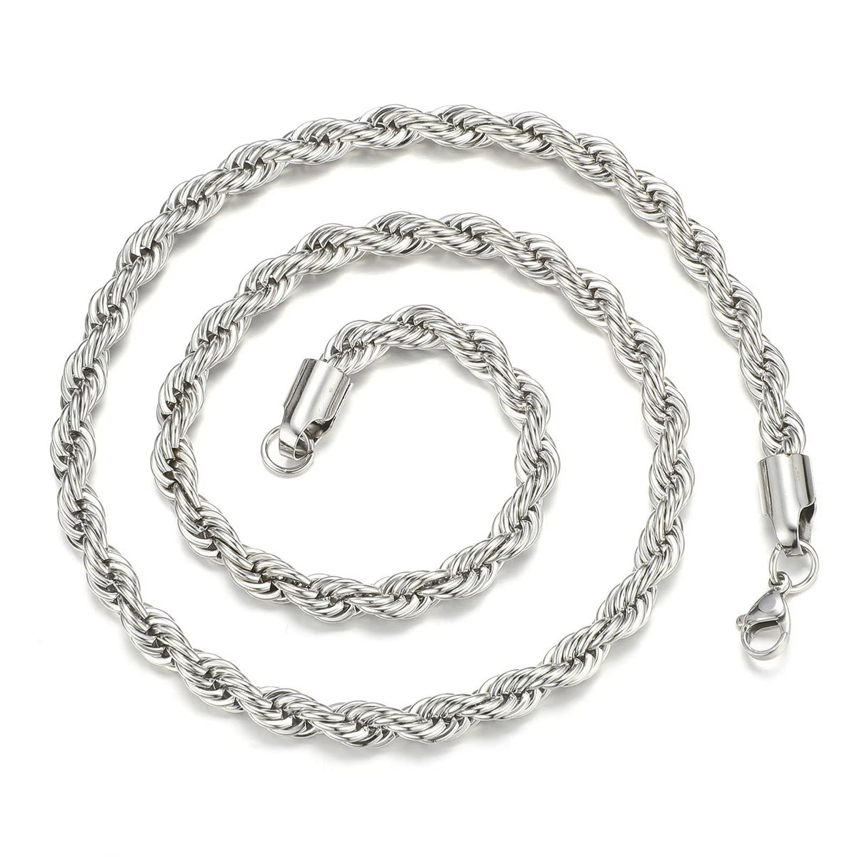 Men Rope Chain Necklace 316L Stainless Steel Twisted Rope Link Chain for Jewelry Gift for Him Gold Silver Color