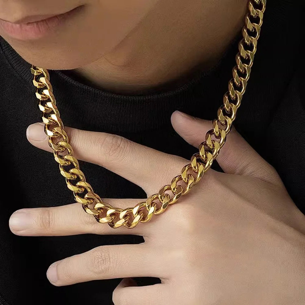 3/5/7Mm Stainless Steel Cuban Link Chain Classic Punk Personality Jewelry Simple Fashion Hip-Hop Couple Necklace for Men Women