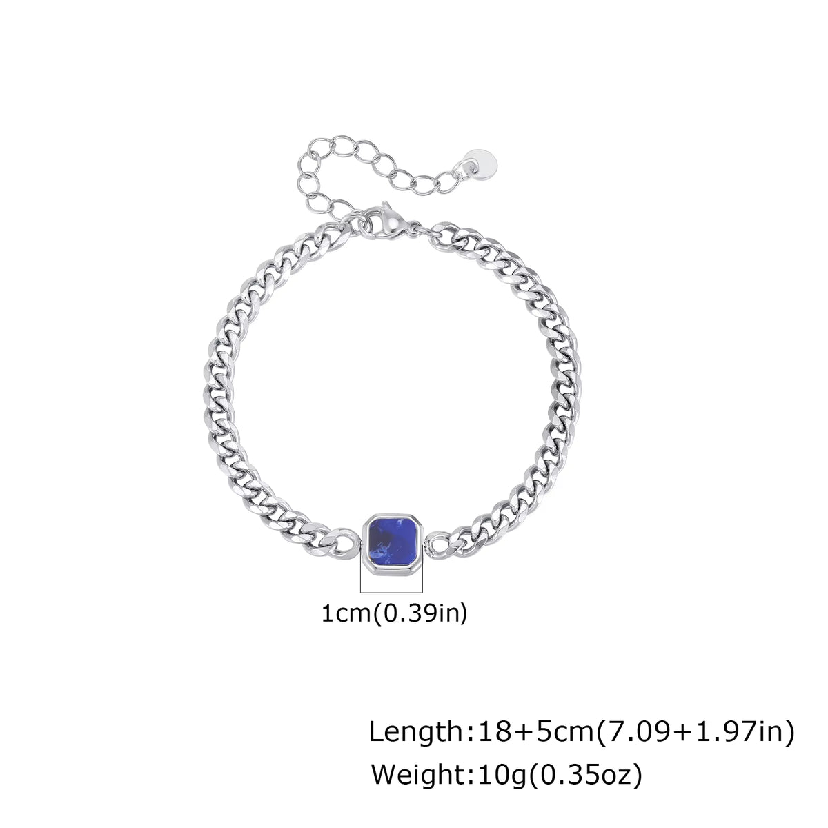 Trendy Stainless Steel Cuban Chain Bracelet for Men, Fashion Square Charm Waterproof Bracelet, Punk Classic Jewelry Gift