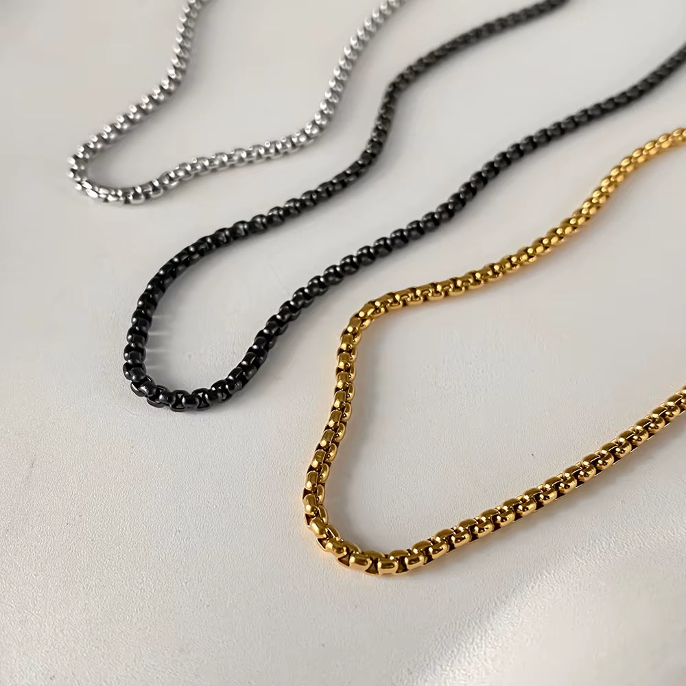 EMANCO Stainless Steel Necklace Minimalist Style Box Chain Element Daily Commute Gender-Neutral Versatile Fashion Men'S Jewelry