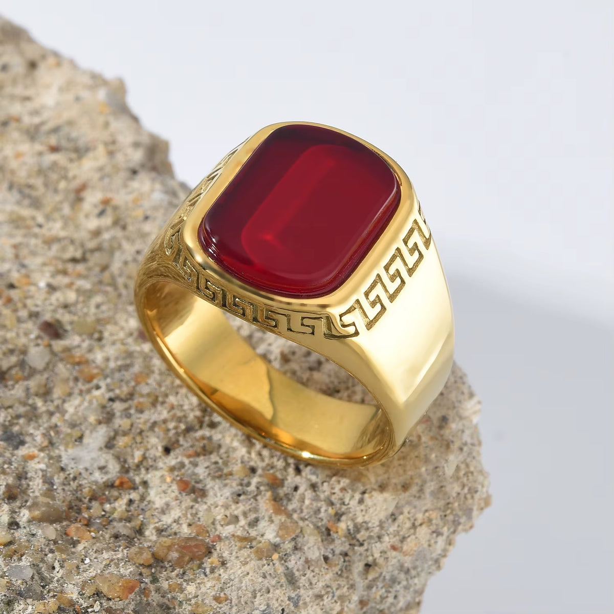 R3509 Men'S High Quality 316Lstainless Steel Onyx Gild Rings Classic Fashion Trend Jewelry Product
