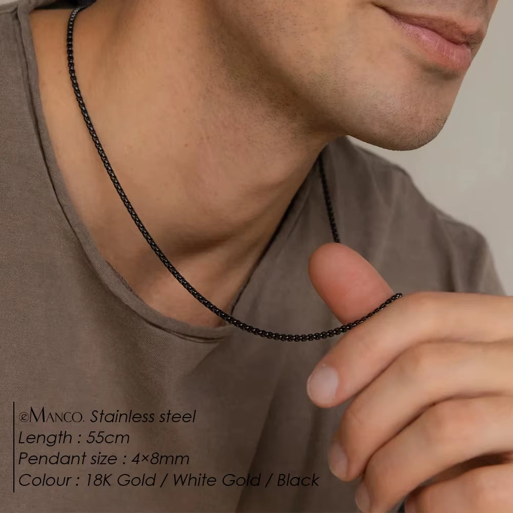 EMANCO Stainless Steel Necklace Minimalist Style Box Chain Element Daily Commute Gender-Neutral Versatile Fashion Men'S Jewelry
