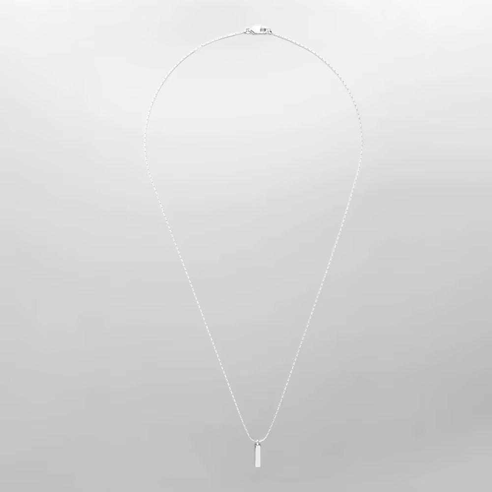 Men'S Stainless Steel Waterproof Jewelry Necklace 1MM Wire Chain Square Pendant in White Golden Fine Accessoriesgift