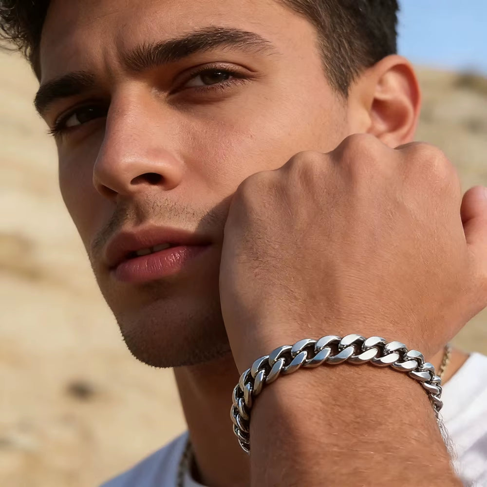 Classic Stainless Steel Cuban Chain Bracelet 3 5 7Mm Trendy Jewelry Gift for Men Women