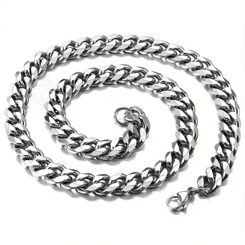 1Pc Men'S Stainless Steel Chain Necklace, Unisex Hip Hop Neck Chain Necklaces