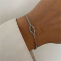 Stainless Steel Snake Chain Handmade Knot Shaped Bracelet for Women Simple Gold Color Chain Bracelet Jewelry Valentine'S Day
