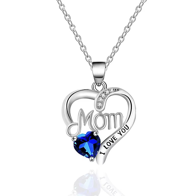 Romantic Heart Pendant Necklace for Mom Elegant Accessories Inlaid Bright Cubic Zirconia Love Mother'S Day Jewelry Gift