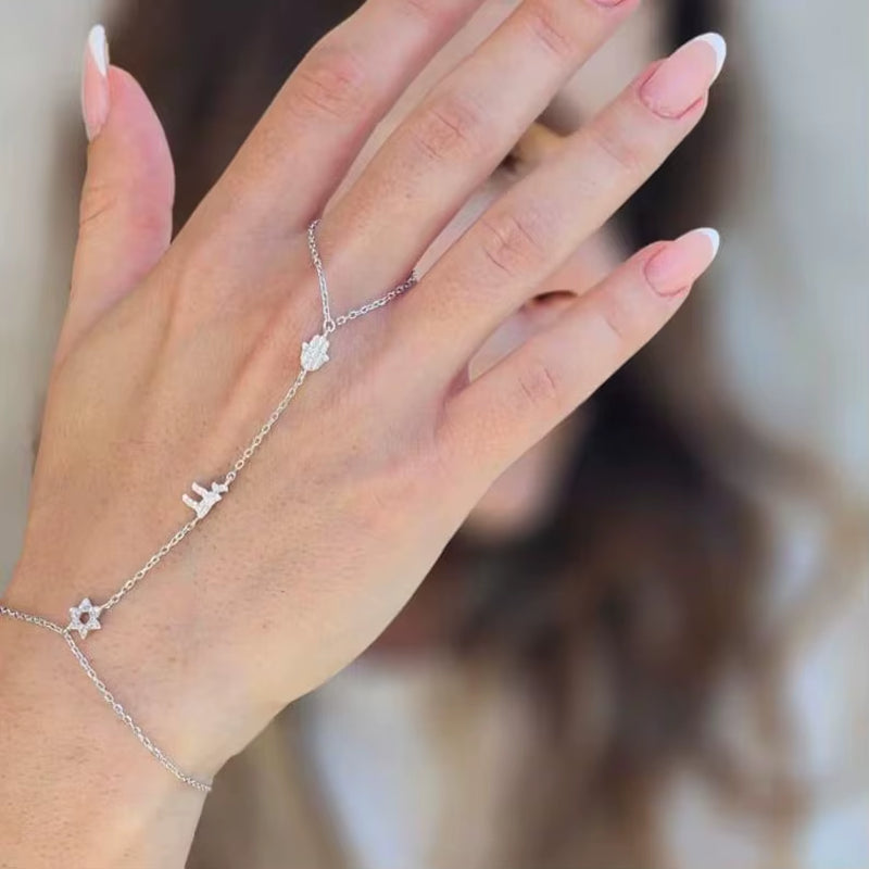 2026 New Amulet Jewish Judaism Sign of Life Jewelry Chain Star Hamsa Hand Lucky Charm Hand Hain Bracelet