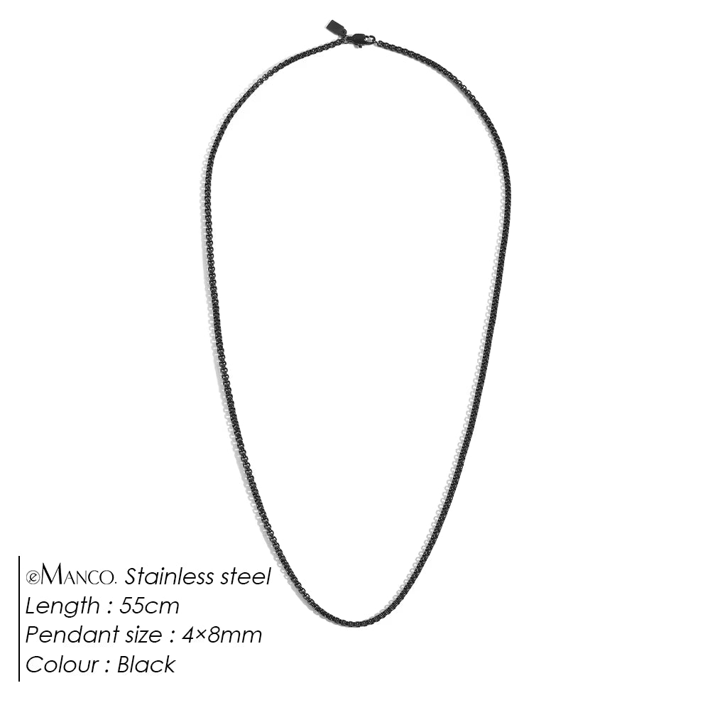 EMANCO Stainless Steel Necklace Minimalist Style Box Chain Element Daily Commute Gender-Neutral Versatile Fashion Men'S Jewelry
