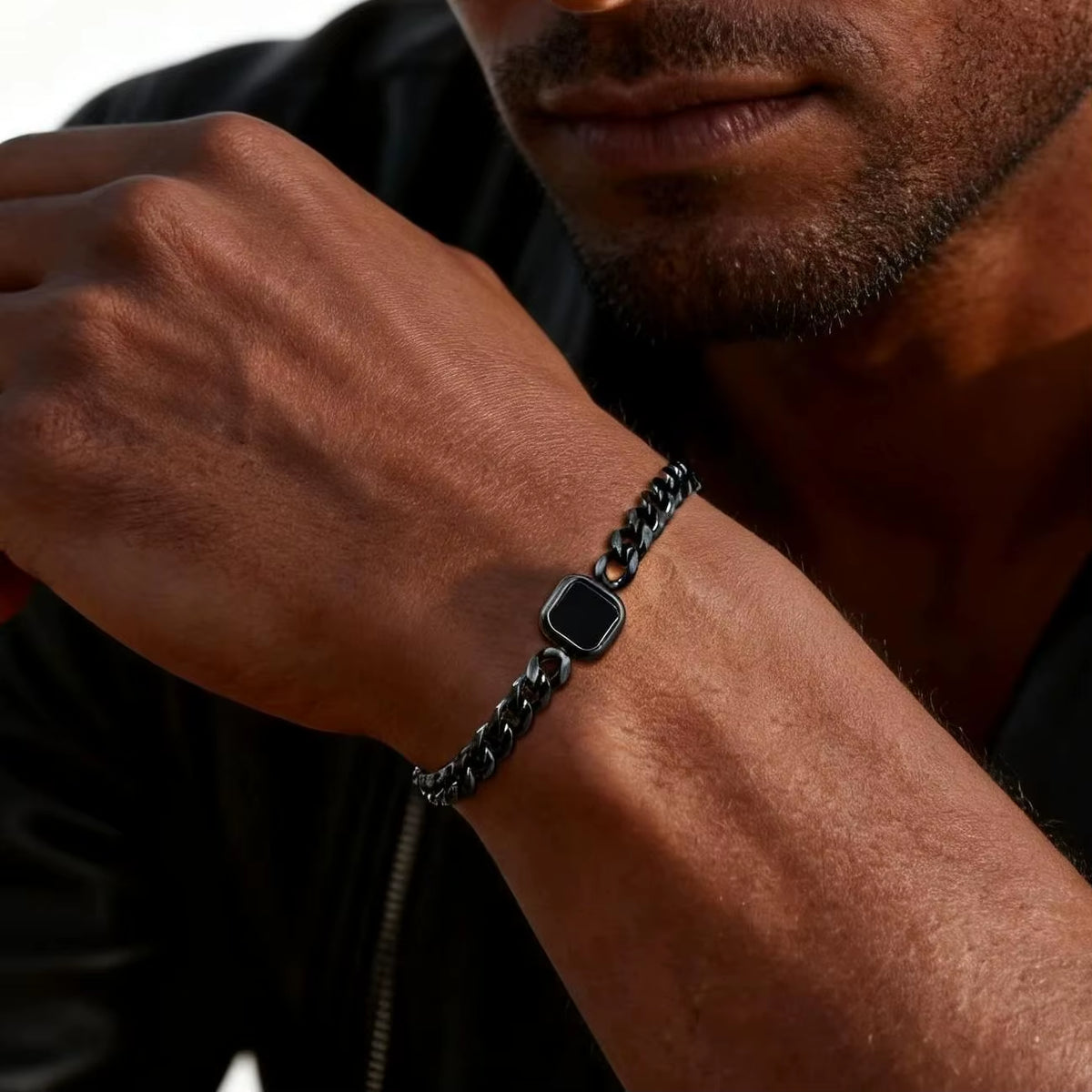 Trendy Stainless Steel Cuban Chain Bracelet for Men, Fashion Square Charm Waterproof Bracelet, Punk Classic Jewelry Gift
