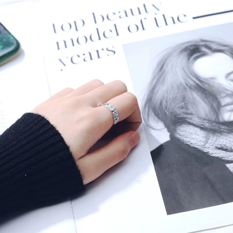 Hot Sell Silver Color Geometry Rings for Women Adjustable Handmade Fashion Party Jewelry 2025 New Trendy