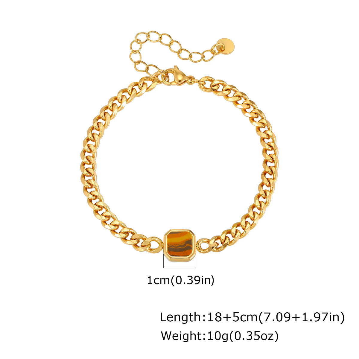 Trendy Stainless Steel Cuban Chain Bracelet for Men, Fashion Square Charm Waterproof Bracelet, Punk Classic Jewelry Gift